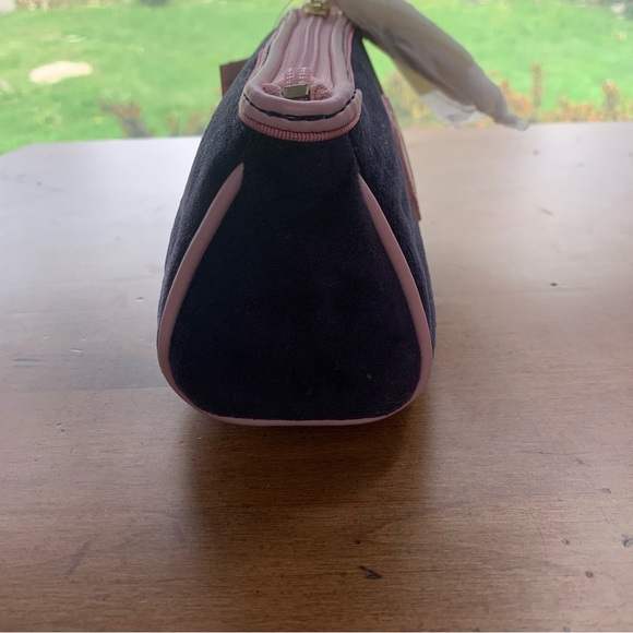 Retro Juicy Couture Pam & Gela Pink and Navy Velour Make Up Cosmetic Bag Case - Picture 3 of 6